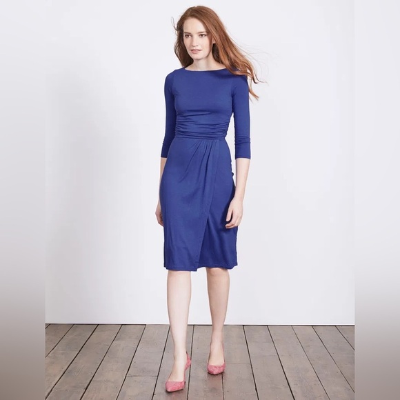 Boden Dresses & Skirts - Boden Lottie Ruched Dress Bright Blue 3/4 Sleeve J0045 US 12R / UK 16 R *FLAW*